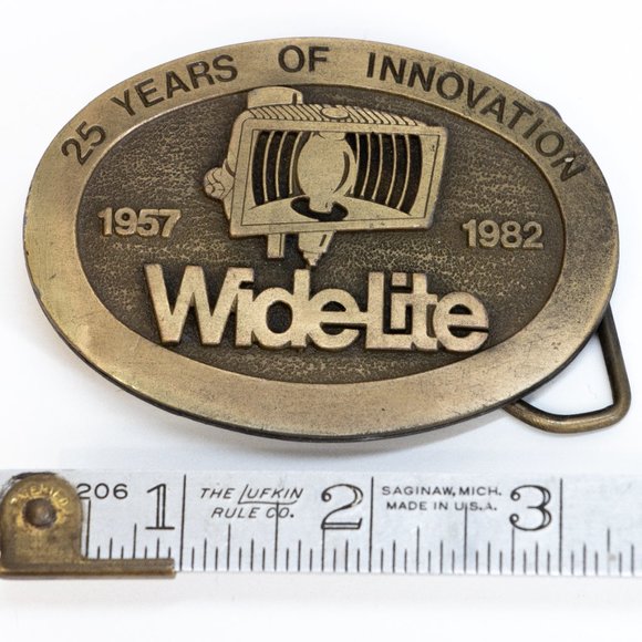 Solid Brass Buckle Vintage Men's Belt Buckle 1957 Widelite Oval Rare - Picture 2 of 4